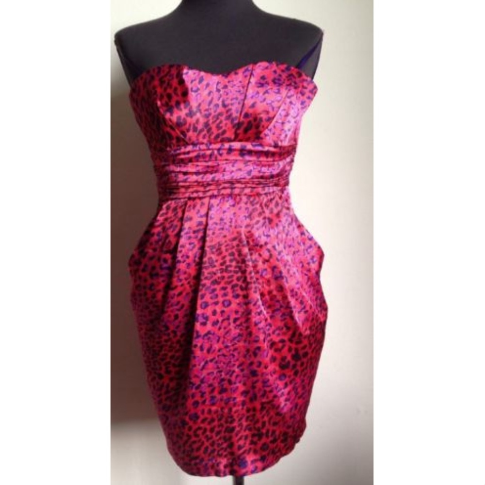 Arden B sz XS pink purple leopard print dress